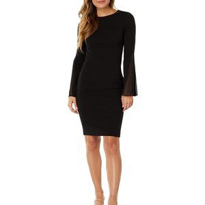 WORN ONCE FOR 1 HOUR CALVIN KLEIN CHIFFON BELL LONG SLEEVE SHEATH DRESS